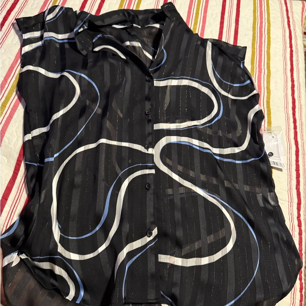 Nine West Black and Blue Blouse